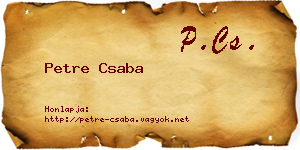 Petre Csaba névjegykártya